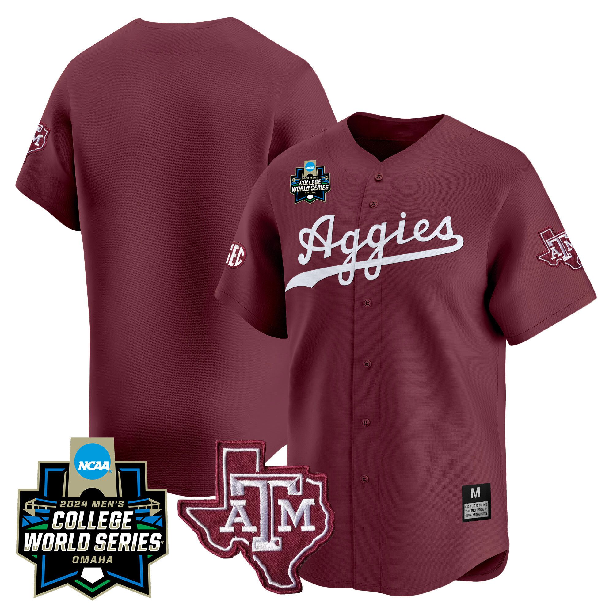 Men Texas A&M Aggies Blank Red 2024 College World Series Vapor Premier Limited NCAA Jersey
